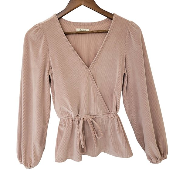 Madewell Tops - Madewell Corduroy Tie-Front Faux-Wrap Top Womens Size XS Warm Sandstone